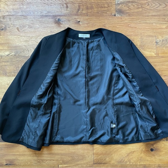 Tahari ASL Collarless Black Minimalist Neutral Blazer Jacket - Picture 5 of 12